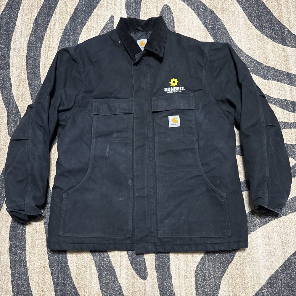 Carhartt Jacket Mens XL Black C003 Arctic Quilt Lined Barn Chore SUNBELT Logo